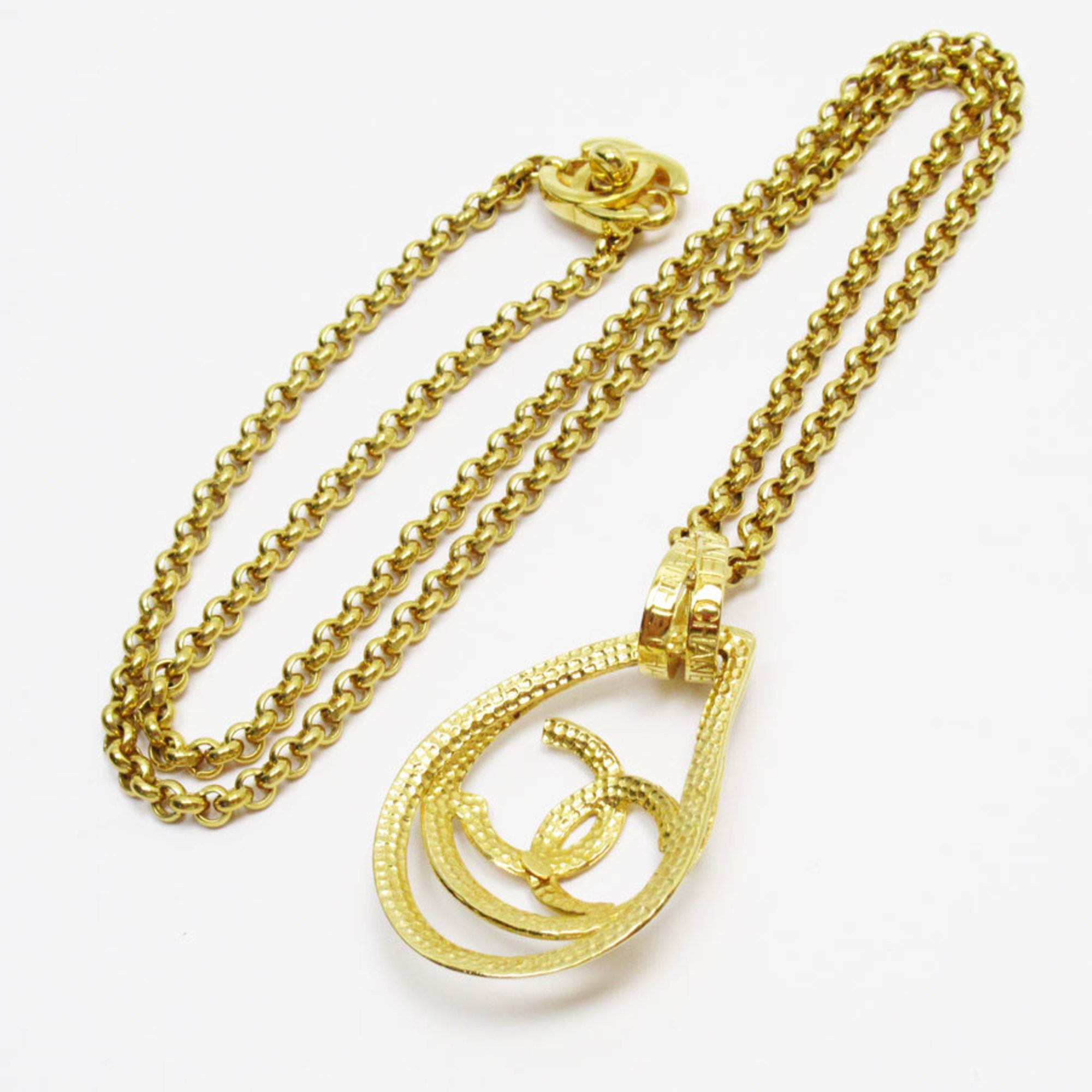 CHANEL Coco Mark Metal Gold Necklace for Women w0803a