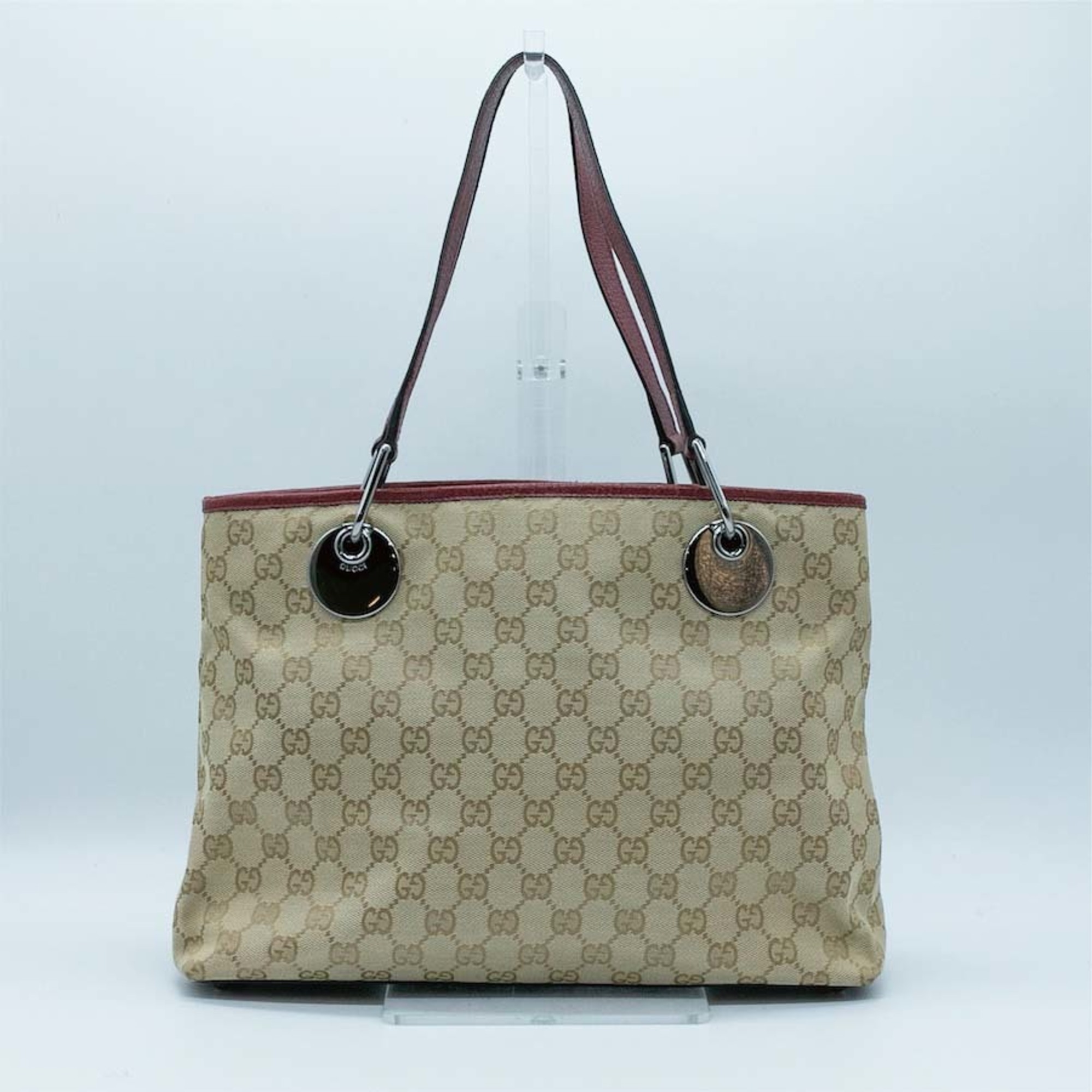 GUCCI Handbag Canvas Beige Silver Women's PD428