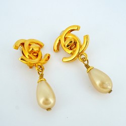 Chanel Earrings Turn Lock Fake Pearl GP Plated Gold Ladies