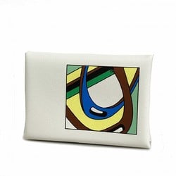 Hermes Business Card Holder/Card Case Calvi Duo Swift New White B Engraved Ladies