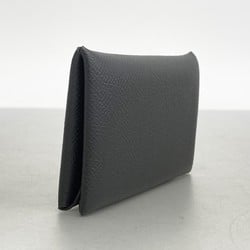 Hermes Business Card Holder/Card Case Calvi Epsom Leather Black B Stamp Men's Women's