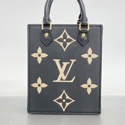 Louis Vuitton Shoulder Bag Monogram Empreinte Bicolor Petite Sac Plat M81416 Black Beige Women's