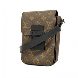 Louis Vuitton Shoulder Bag Monogram Macassar S Rock Vertical Wearable Wallet M81522 Brown Noir Men's