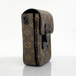 Louis Vuitton Shoulder Bag Monogram Macassar S Rock Vertical Wearable Wallet M81522 Brown Noir Men's