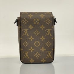 Louis Vuitton Shoulder Bag Monogram Macassar S Rock Vertical Wearable Wallet M81522 Brown Noir Men's