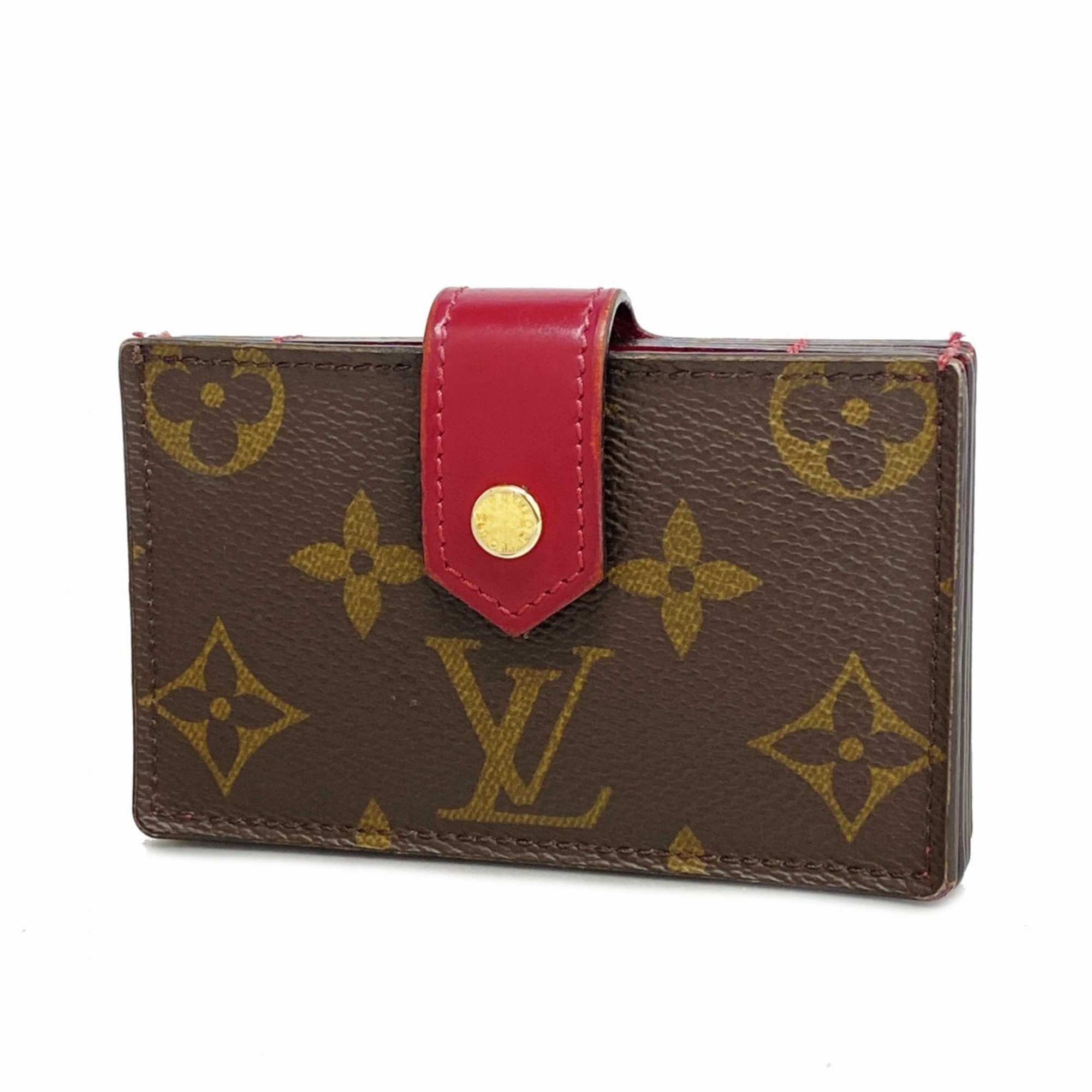 Louis Vuitton Business Card Holder Monogram Porte Carte M69762 Brown Fuchsia Ladies