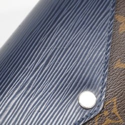 Louis Vuitton Tri-fold Long Wallet Monogram Epi Portefeuille Marie Roulon M60501 Brown Indigo Blue Women's