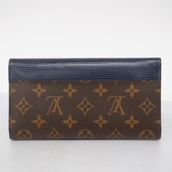 Louis Vuitton Tri-fold Long Wallet Monogram Epi Portefeuille Marie Roulon M60501 Brown Indigo Blue Women's