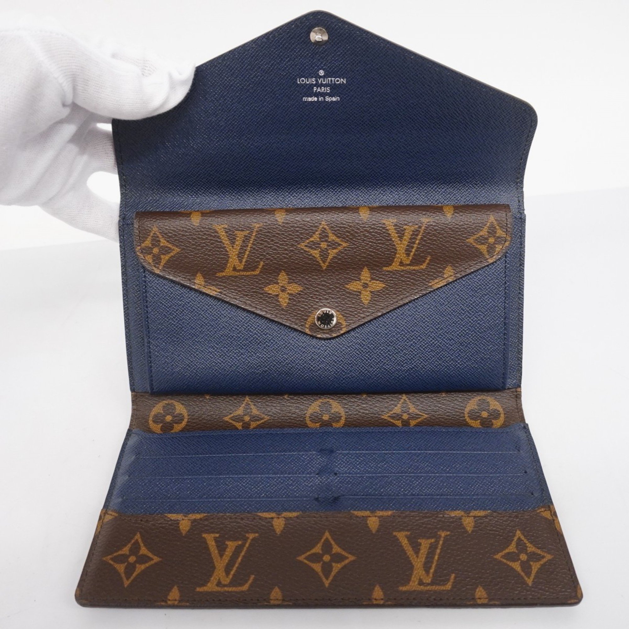 Louis Vuitton Tri-fold Long Wallet Monogram Epi Portefeuille Marie Roulon M60501 Brown Indigo Blue Women's