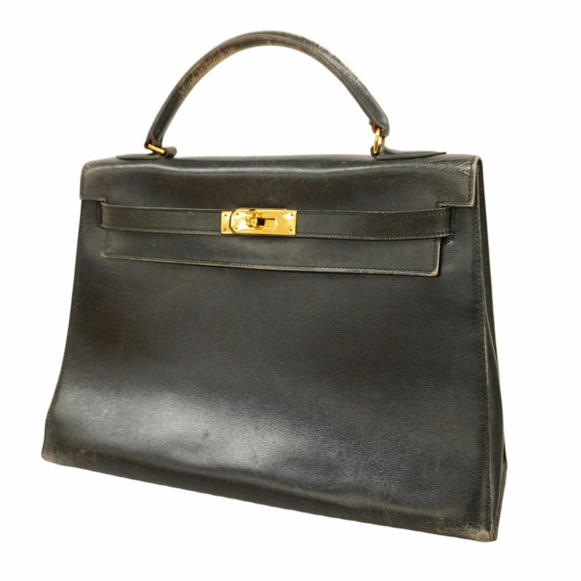 Hermes handbag Kelly 32 box calf black 〇M engraved ladies