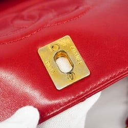 Chanel Shoulder Bag Bicolor Leather Red Women's