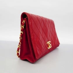 Chanel Shoulder Bag Bicolor Leather Red Women's