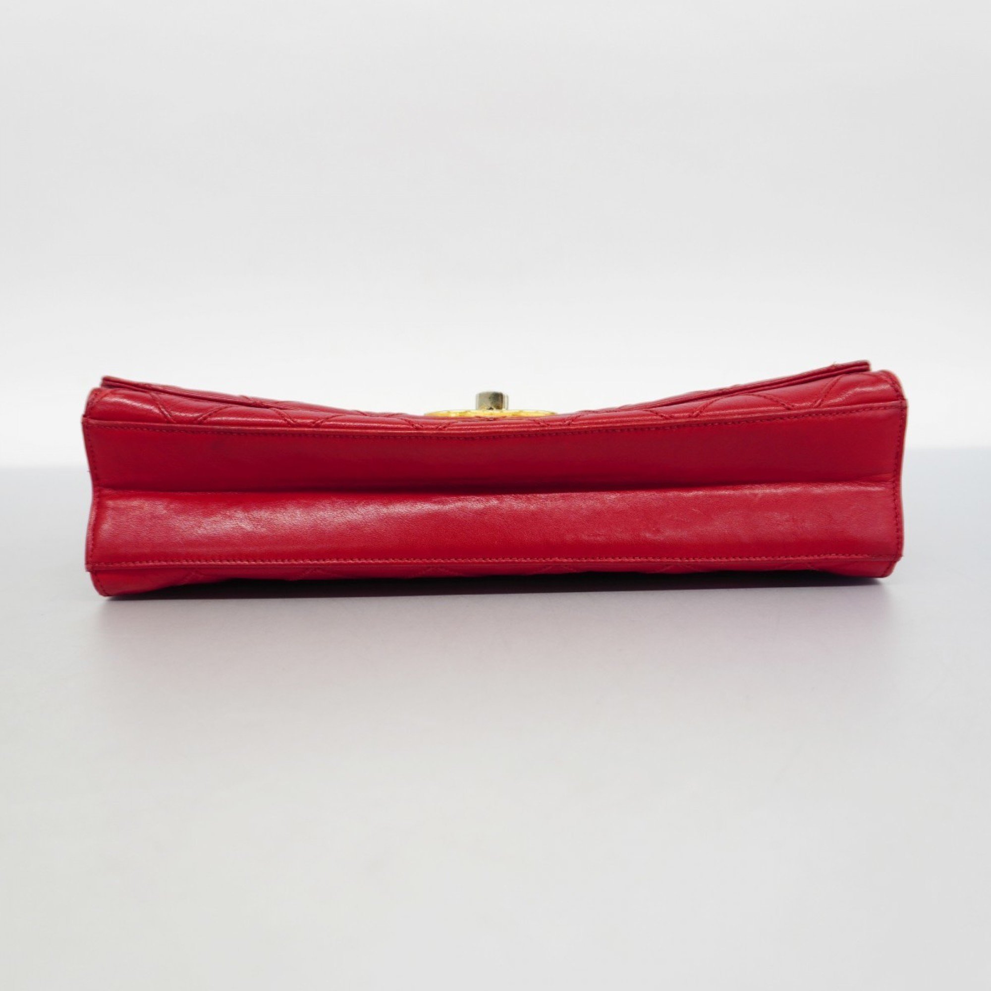 Chanel Shoulder Bag Bicolor Leather Red Women's