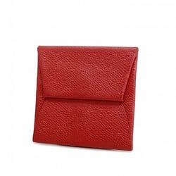 Hermes Wallet/Coin Case Bastia Epsom Rouge Kazak □P Engraved Ladies