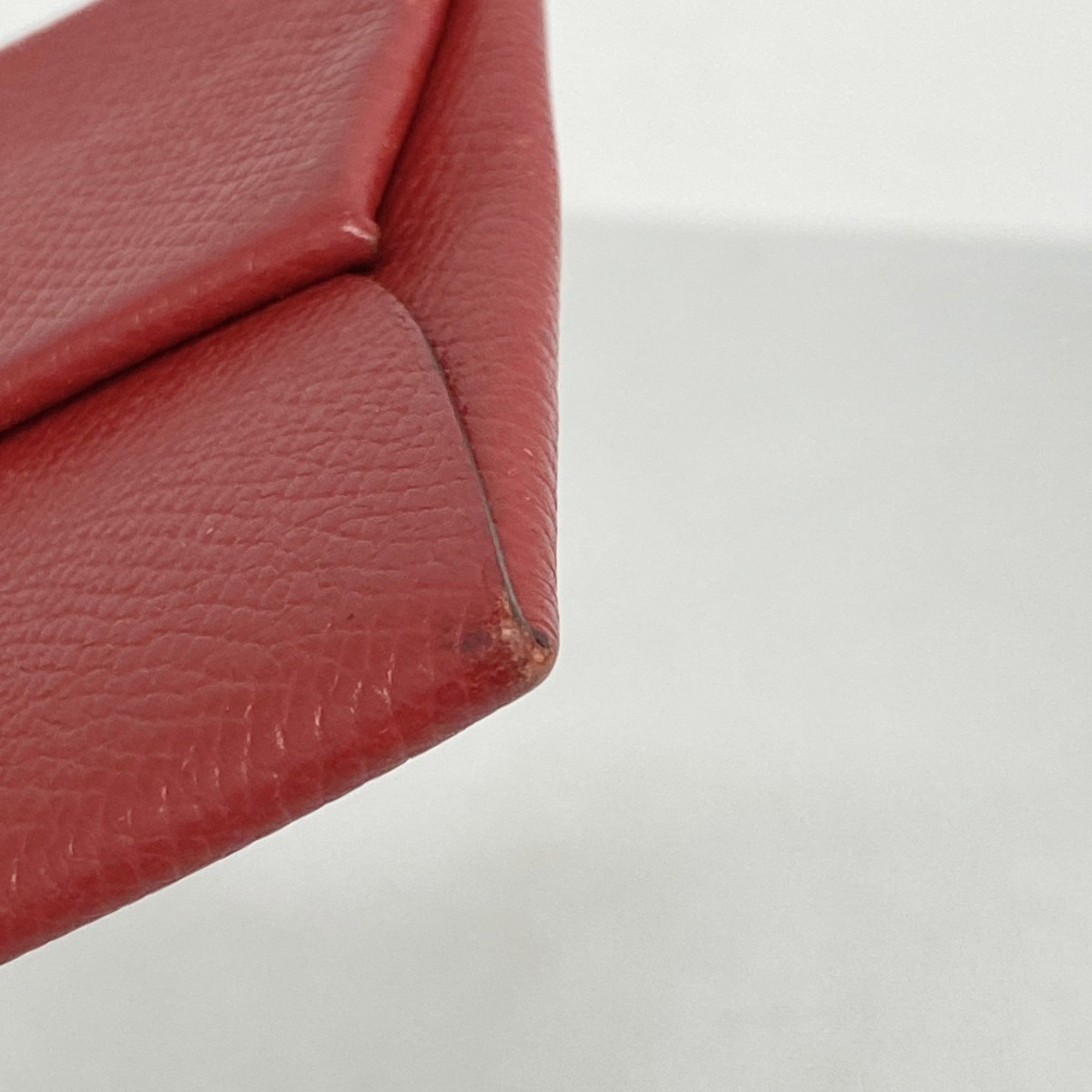 Hermes Wallet/Coin Case Bastia Epsom Rouge Kazak □P Engraved Ladies