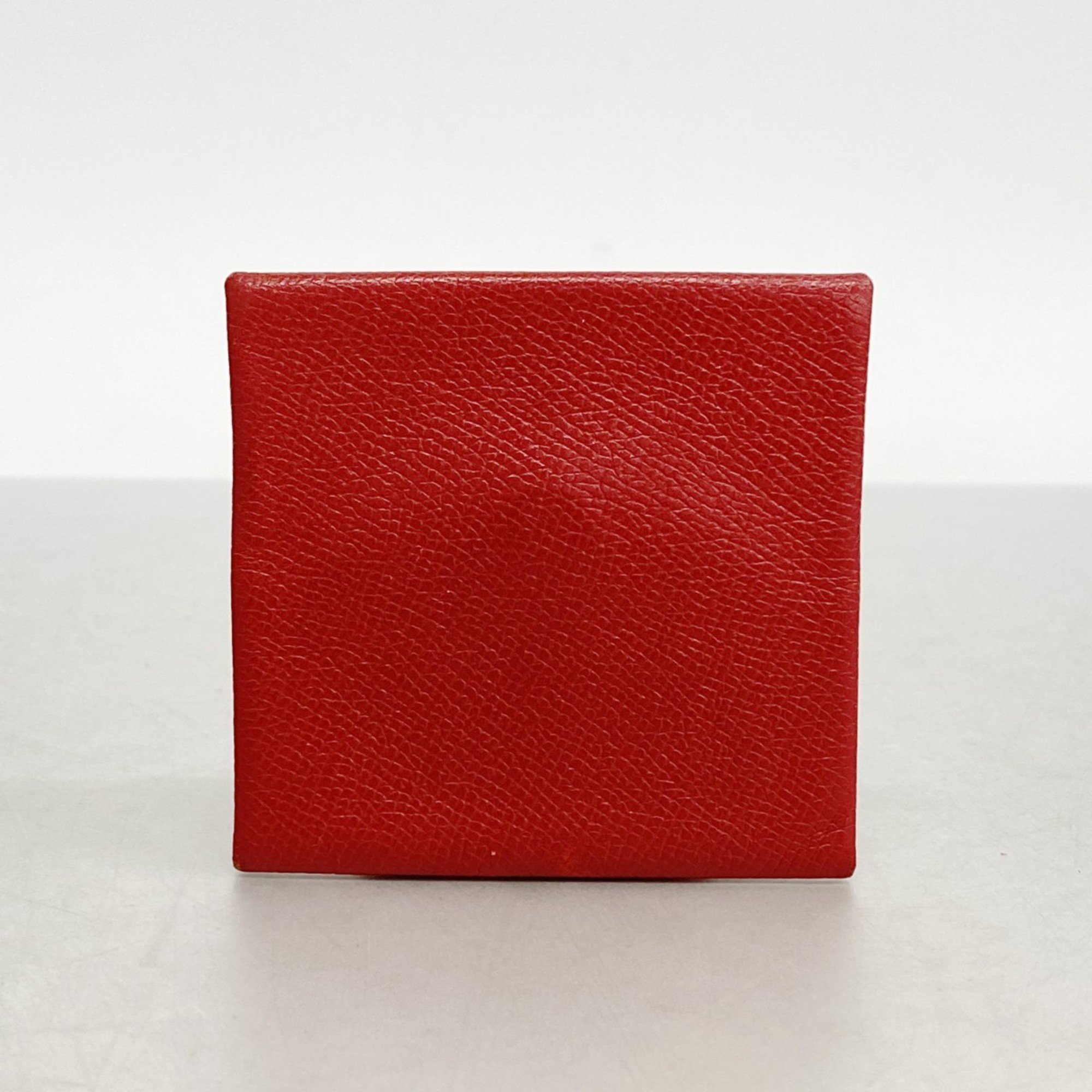 Hermes Wallet/Coin Case Bastia Epsom Rouge Kazak □P Engraved Ladies