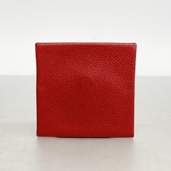 Hermes Wallet/Coin Case Bastia Epsom Rouge Kazak □P Engraved Ladies