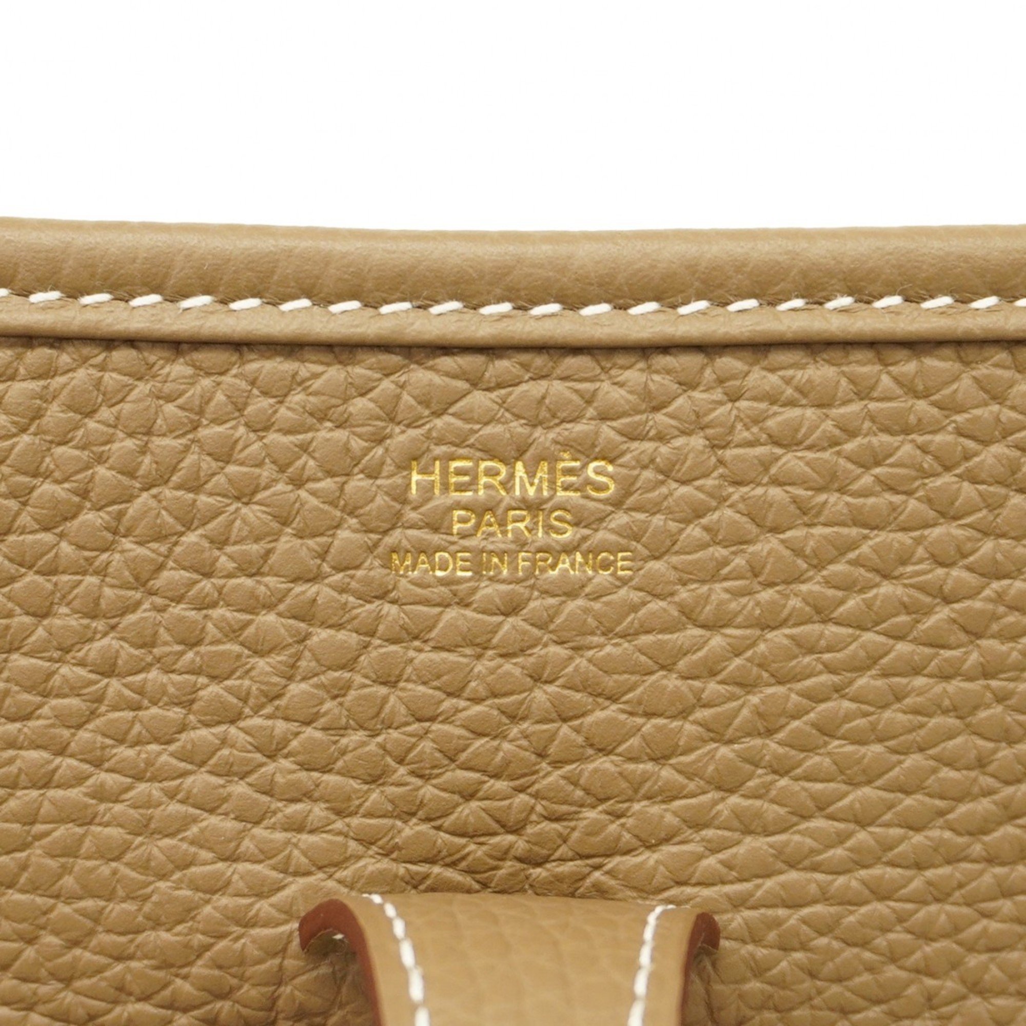 Hermes Shoulder Bag Evelyn 3PM Taurillon Clemence Etoupe B Stamp Women's