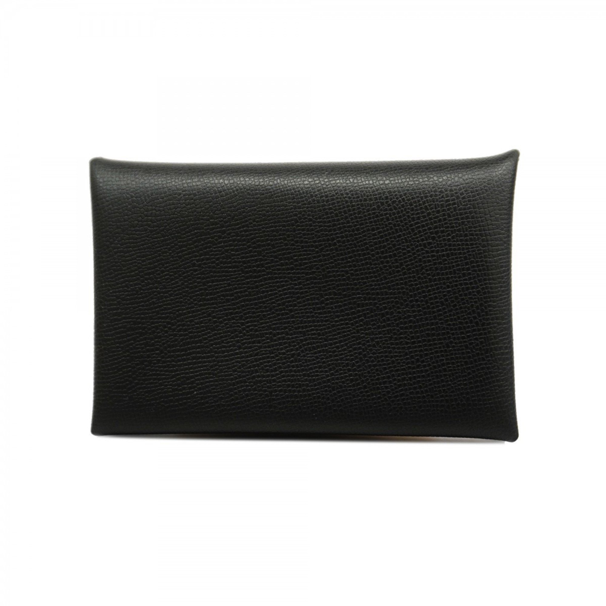 Hermes Business Card Holder/Card Case Calvi Madame Black B Stamp Men's Women's