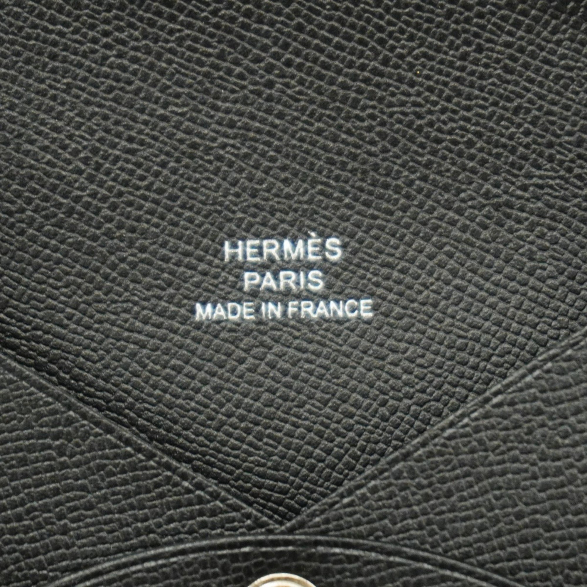 Hermes Business Card Holder/Card Case Calvi Madame Black B Stamp Men's Women's