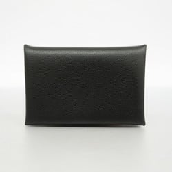 Hermes Business Card Holder/Card Case Calvi Madame Black B Stamp Men's Women's