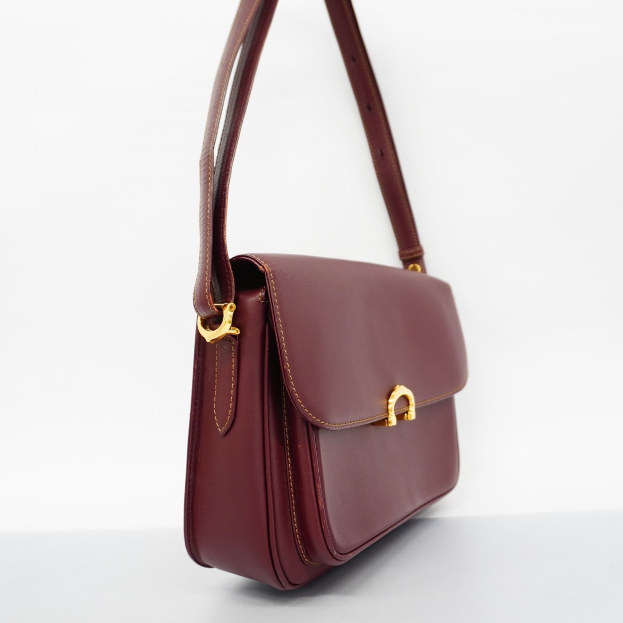 Cartier Shoulder Bag Must Leather Bordeaux Women's