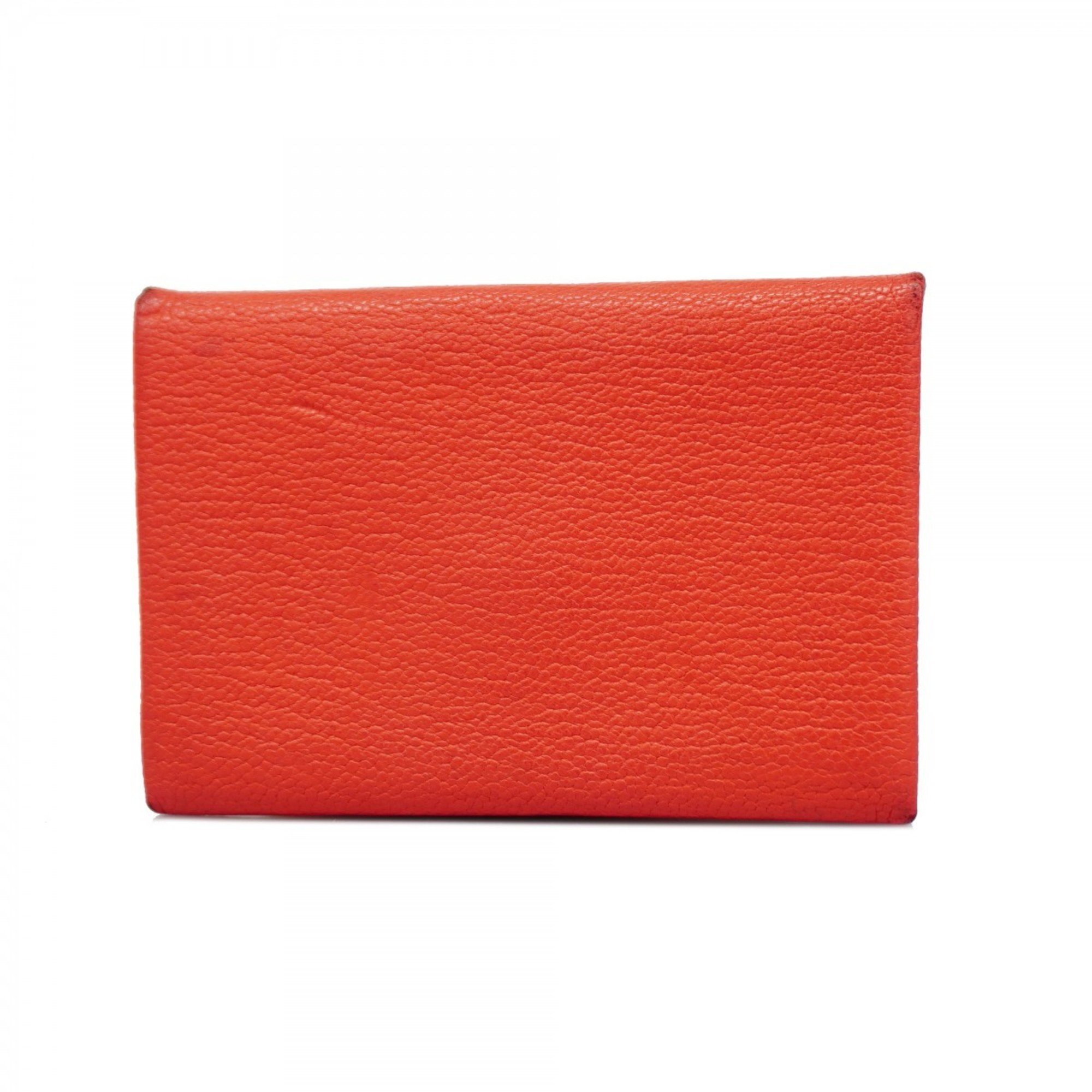 Hermes Business Card Holder/Card Case Calvi Verso Chevre Rose Texas Quebraco Y Stamp Ladies