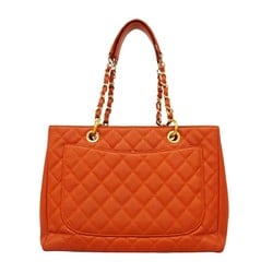 Chanel Tote Bag Matelasse Caviar Skin Orange Women's