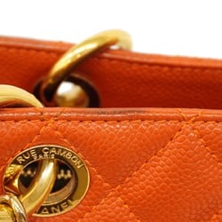 Chanel Tote Bag Matelasse Caviar Skin Orange Women's