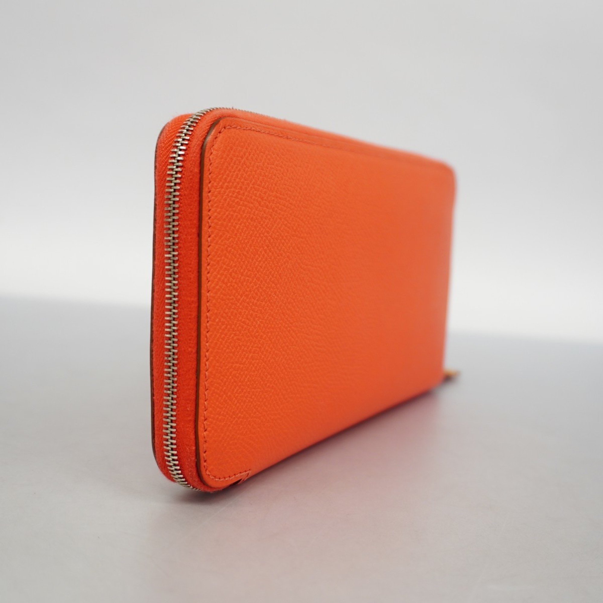 Hermes Long Wallet Azap Silk In Veau Epsom Rose Jaipur □R Stamped Ladies