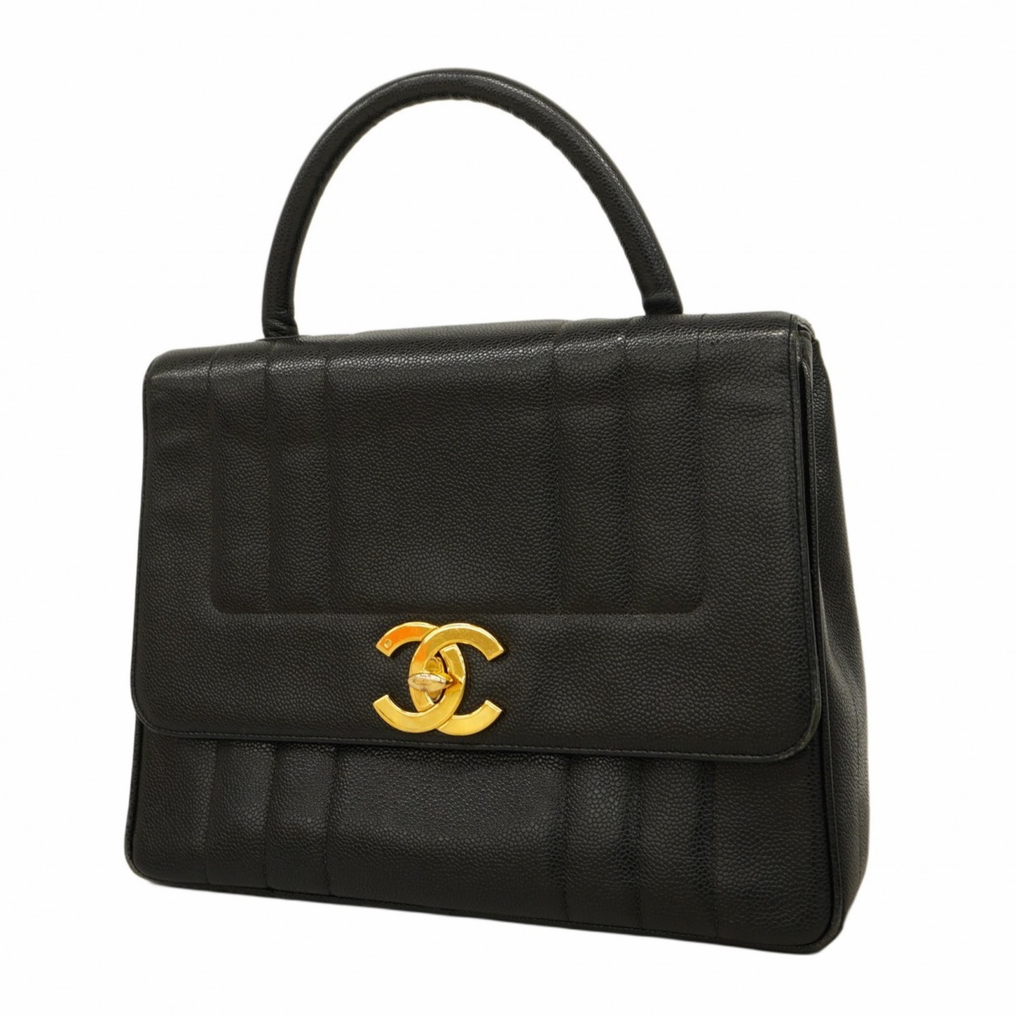 Chanel Handbag Mademoiselle Caviar Skin Black Women's