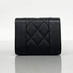 Chanel Tri-fold Wallet Mademoiselle Caviar Skin Black Women's