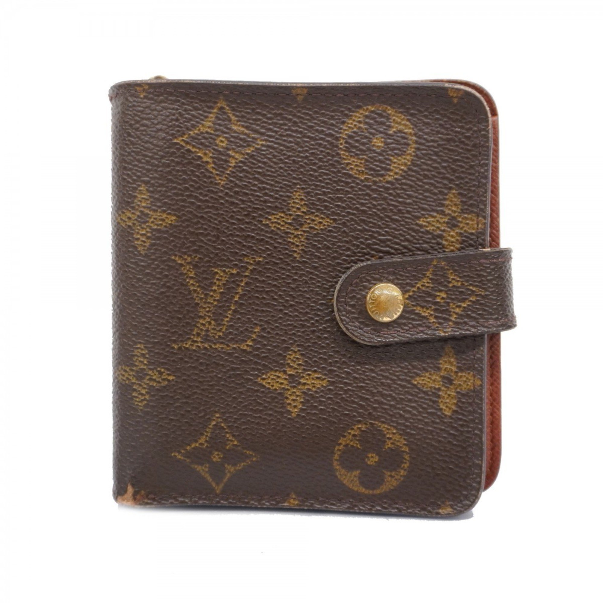 Louis Vuitton Wallet Monogram Compact Zip M61667 Brown Men's Women's