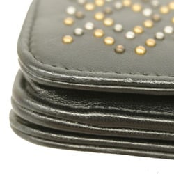 Chanel Shoulder Wallet Studs Lambskin Black Champagne Ladies