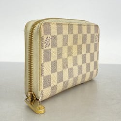 Louis Vuitton Long Wallet Damier Azur Zippy N60019 White Men's Women's