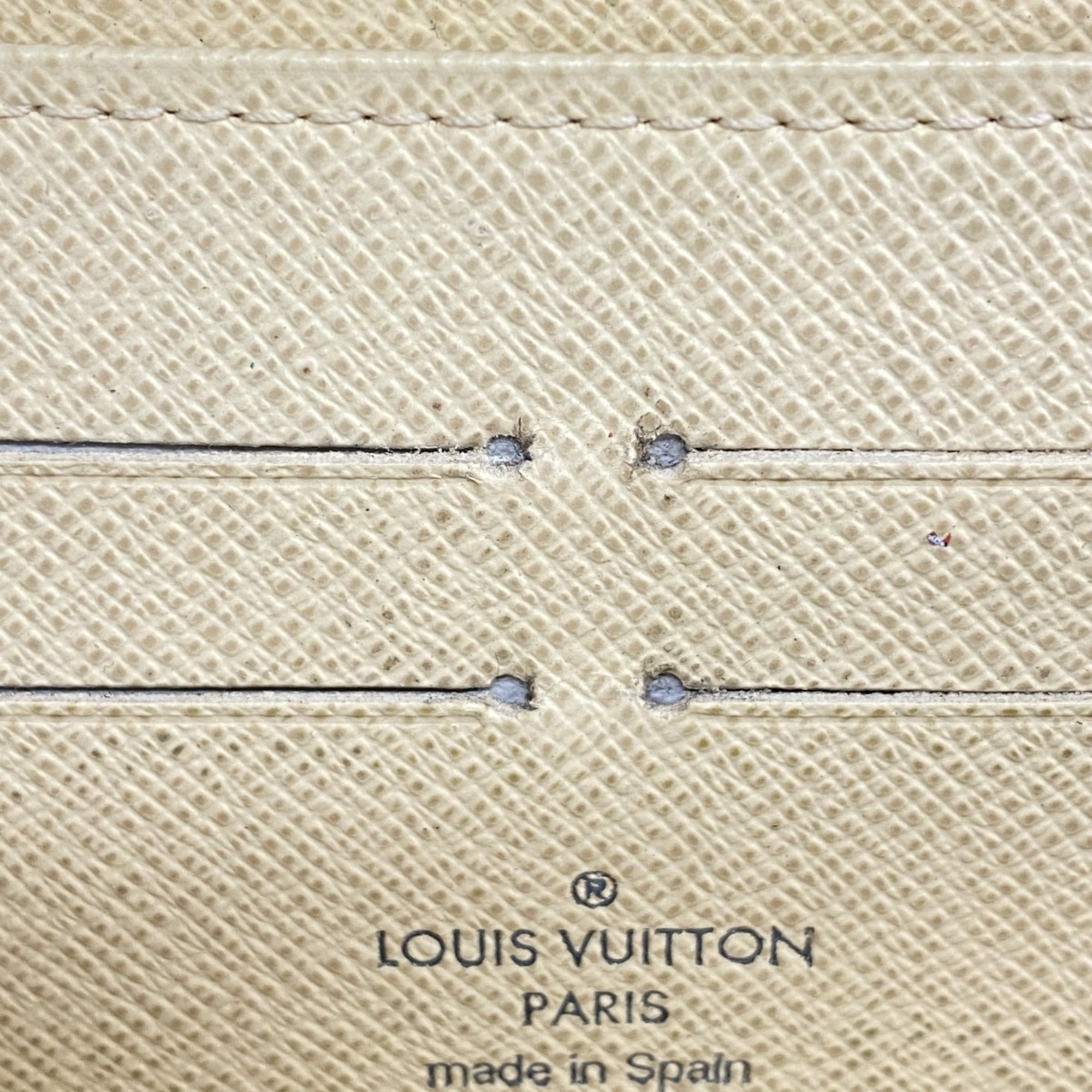 Louis Vuitton Long Wallet Damier Azur Zippy N60019 White Men's Women's