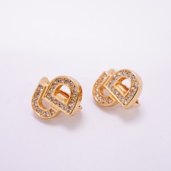 Christian Dior Earrings CD Rhinestone GP Plated Gold Ladies