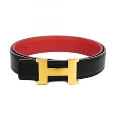 Hermes Belt Cushvel Ecostance Box Calf Black Red A Stamp Ladies