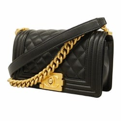 Chanel Shoulder Bag Boy Caviar Skin Black Women's