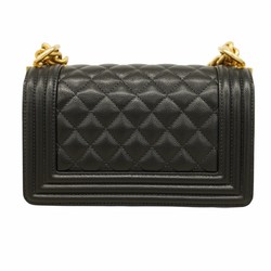 Chanel Shoulder Bag Boy Caviar Skin Black Women's