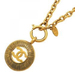 Chanel Necklace Coco Mark Circle GP Plated Gold Ladies