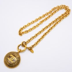 Chanel Necklace Coco Mark Circle GP Plated Gold Ladies