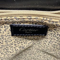 Cartier Shoulder Bag Panther Leather Black Women's