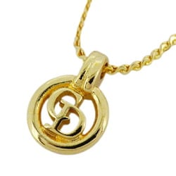 Christian Dior Necklace CD Circle GP Plated Gold Ladies