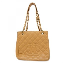 Chanel Shoulder Bag Matelasse Caviar Skin Beige Women's