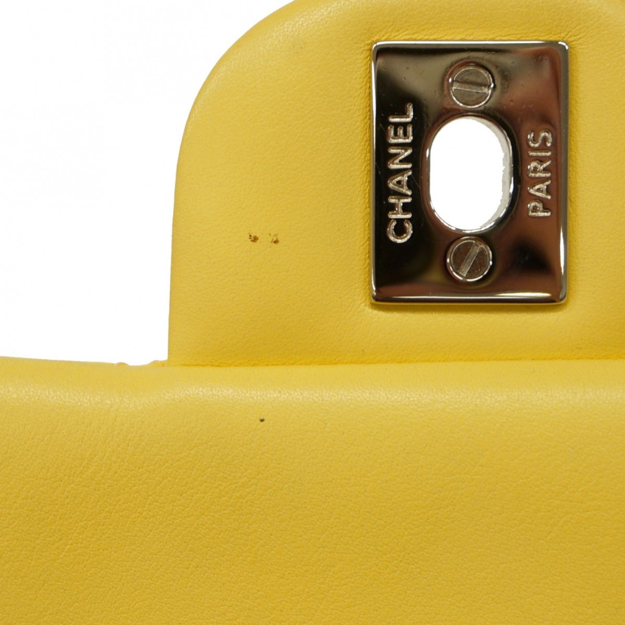 Chanel Shoulder Bag Matelasse Patent Leather Yellow Women's