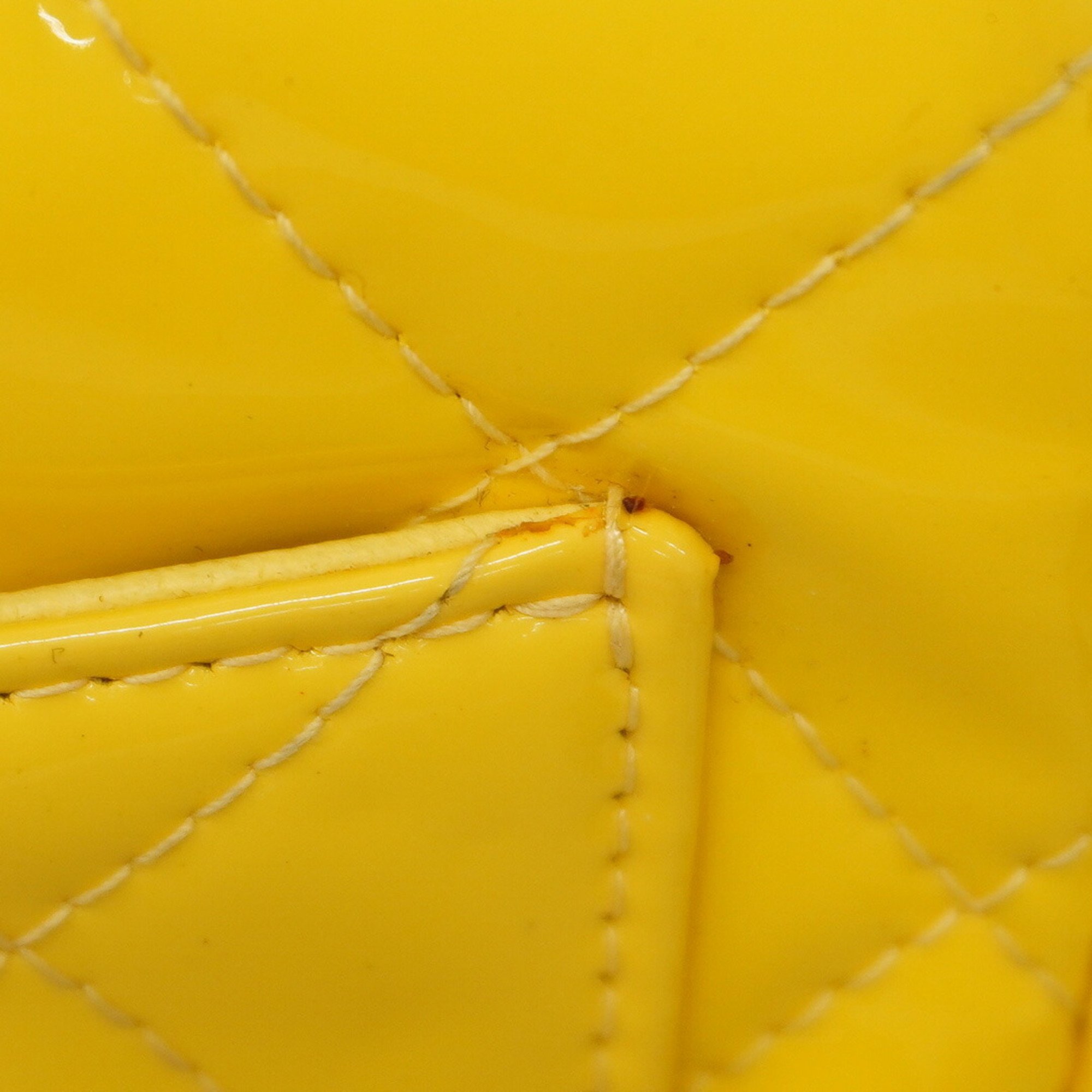 Chanel Shoulder Bag Matelasse Patent Leather Yellow Women's