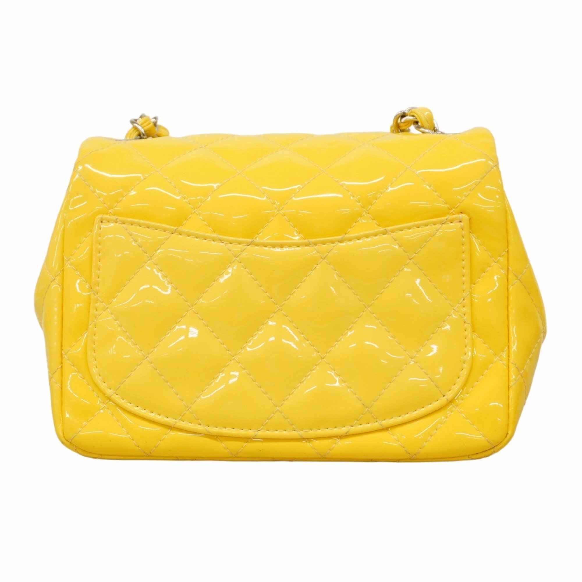 Chanel Shoulder Bag Matelasse Patent Leather Yellow Women's