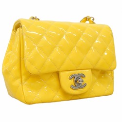 Chanel Shoulder Bag Matelasse Patent Leather Yellow Women's