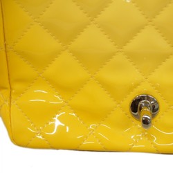 Chanel Shoulder Bag Matelasse Patent Leather Yellow Women's